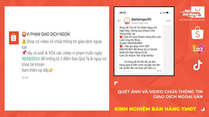 Shopee Quét Ảnh và Video Chứa Thông Tin Liên Hệ Ngoại Sàn Cực Gắt