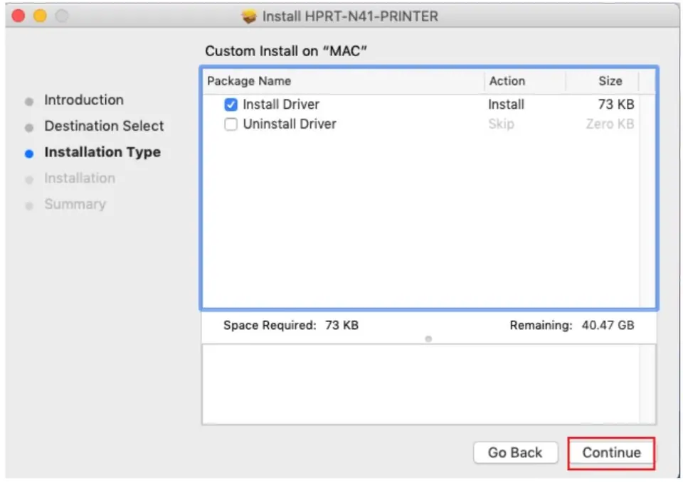cài đặt drive máy in nhiệt hprt n41 cho macbook bước 3