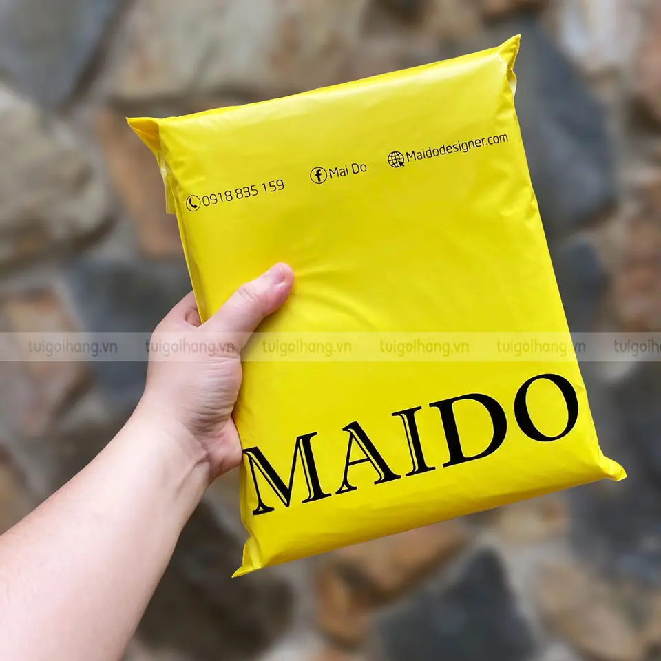 mẫu in logo túi niêm phong vàng