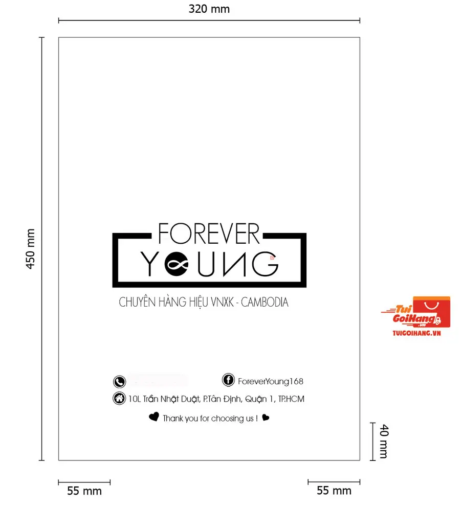 Túi Đóng Gói Trắng Sứ In Forever Young – Ưu Đãi Sốc Từ 1000 Túi – hình 8