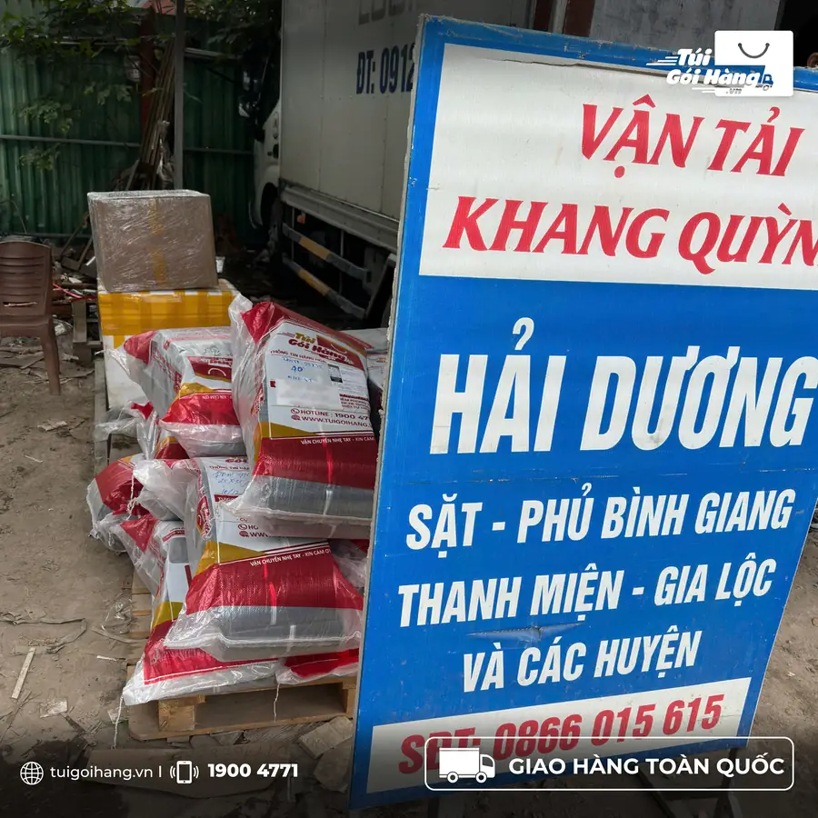 Kiện túi gói hàng gửi xe khách đi Hải Dương