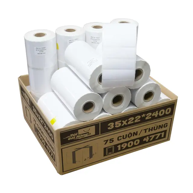 Giấy In Barcode 35×22 Cuộn 2400 Tem