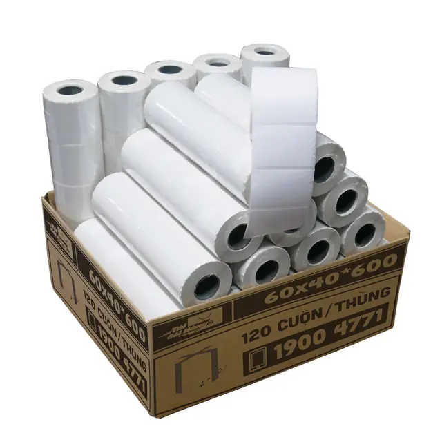 Giấy In Mã Vạch 60×40 Cuộn 600 Tem