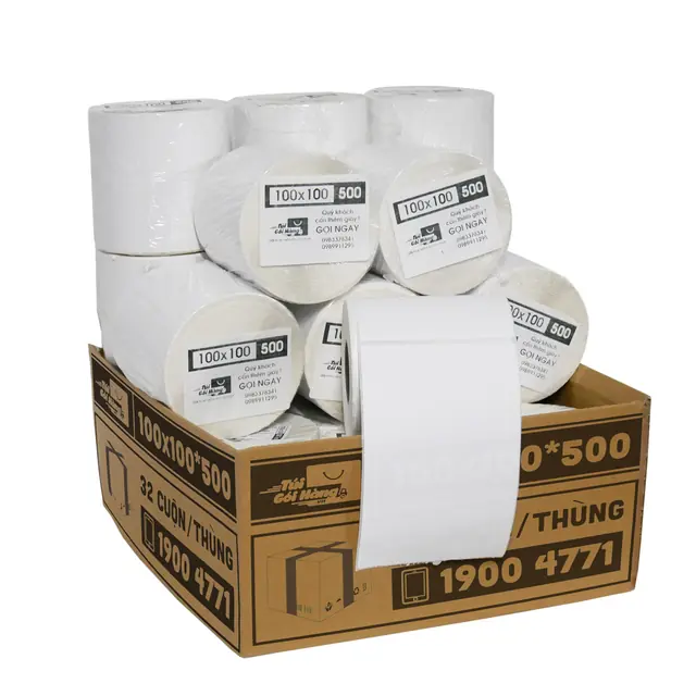 Giấy In Nhiệt 100×100 Cuộn 500 Tem