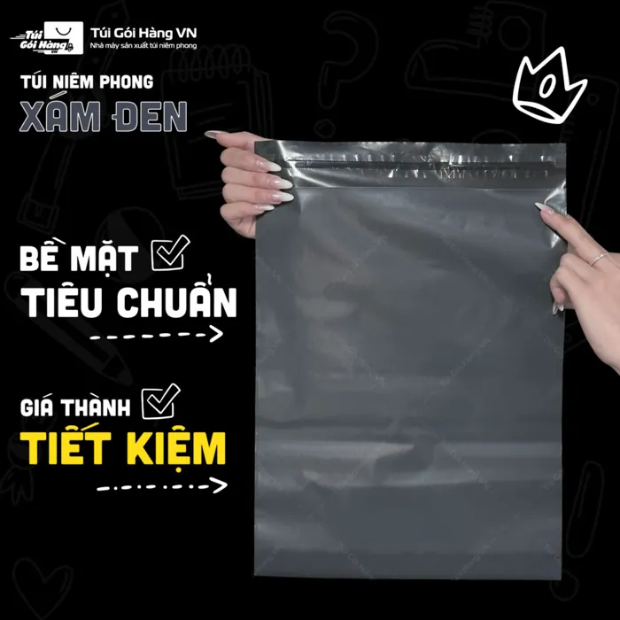 Túi niêm phong xám đen bề mặt lì, dòng Tiết Kiệm