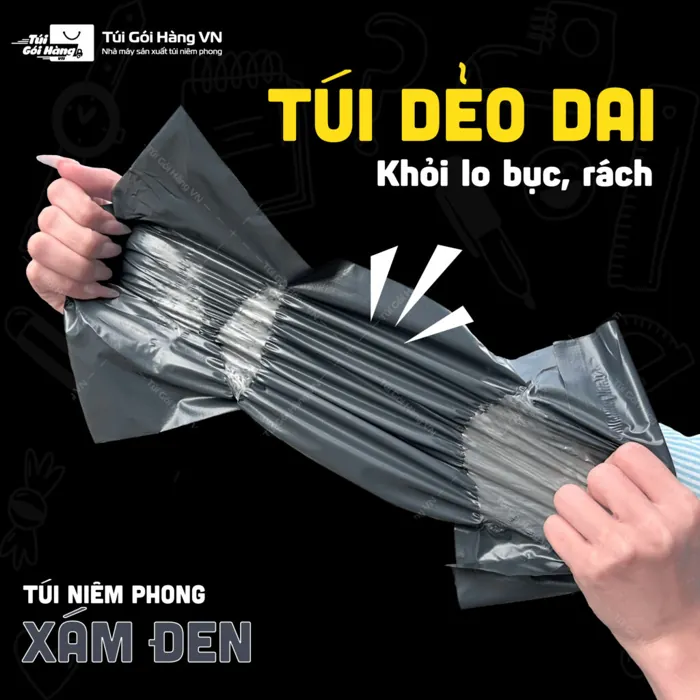 Kéo giãn thân túi niêm phong xám đen kiểm độ dẻo dai của màng