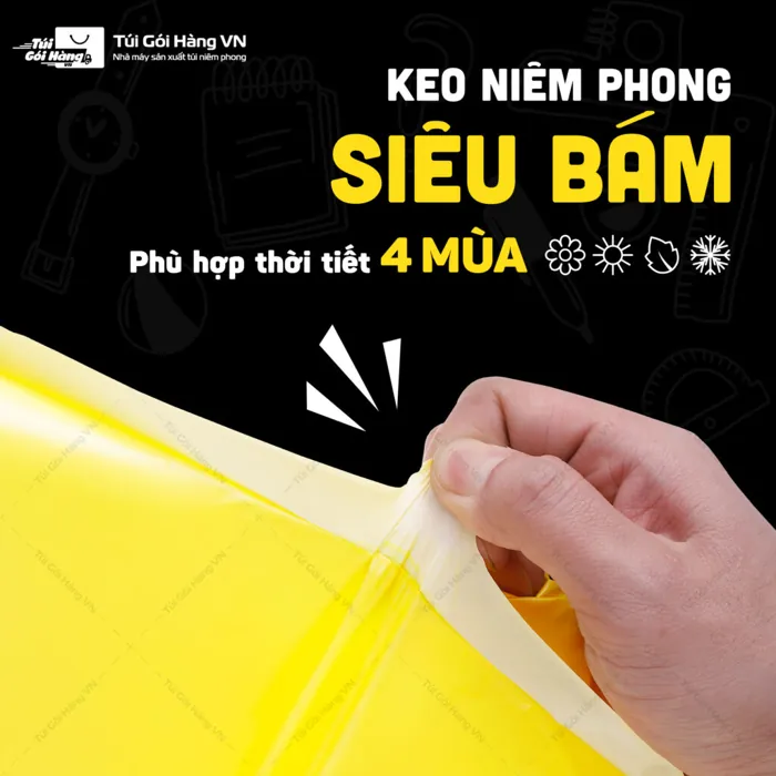 Kéo thử lớp keo niêm phong túi màu vàng