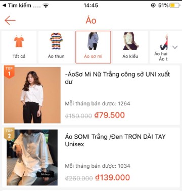 xem từ khóa tìm kiếm nhiều qua app shopee