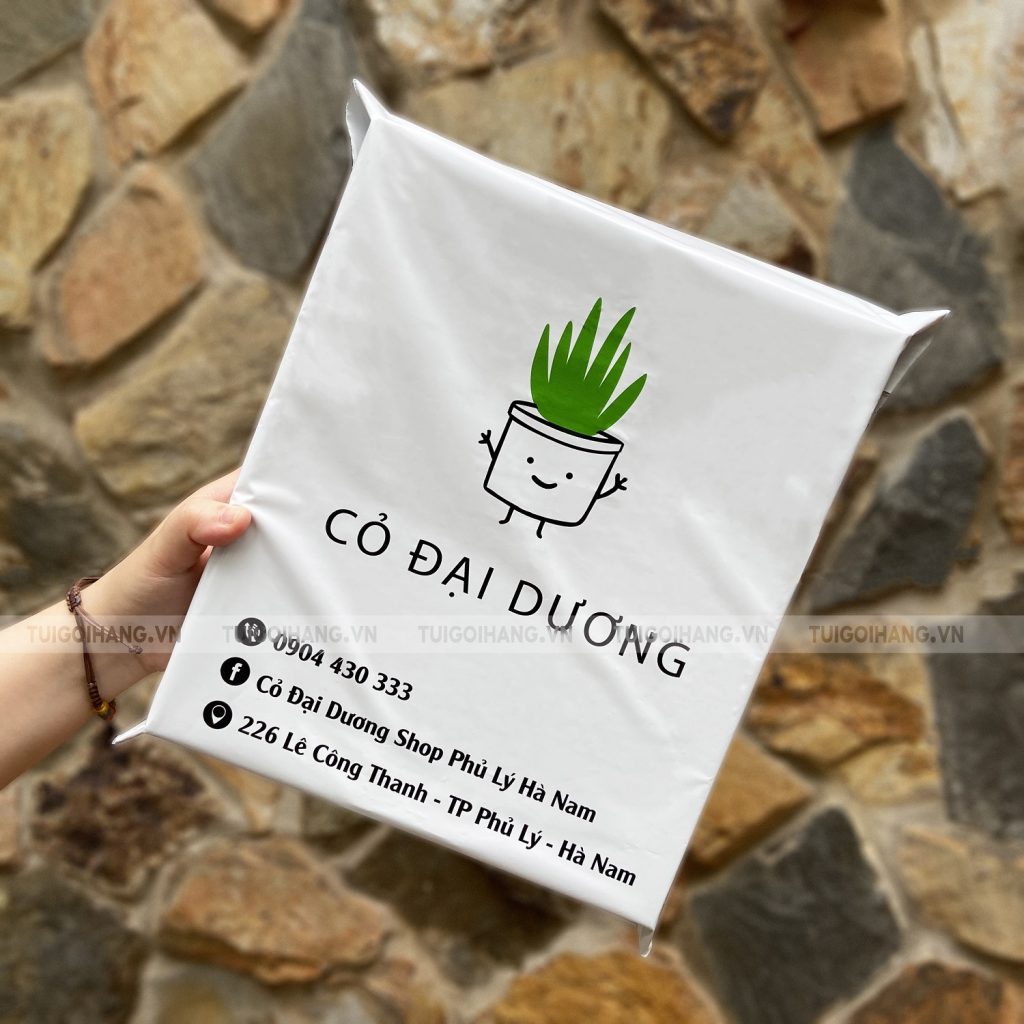 túi niêm phong trắng sứ in logo 2 màu