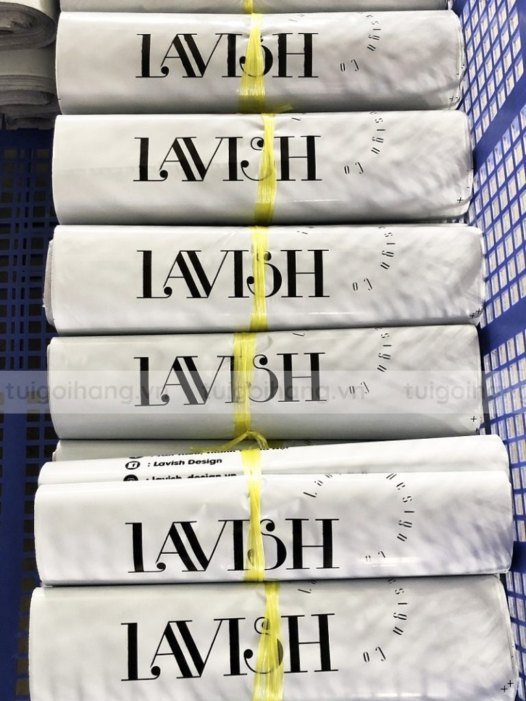 túi gói hàng trắng sứ in logo lavish