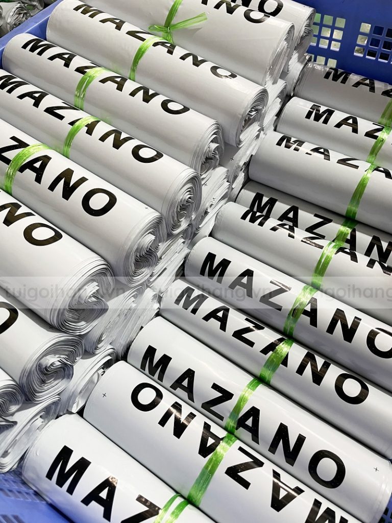 túi gói hàng trắng sứ in logo mazano