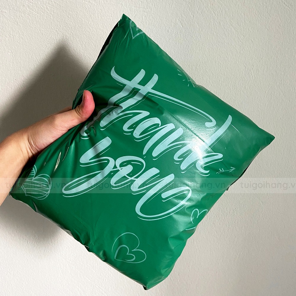 túi niêm phong xanh lá in thank you