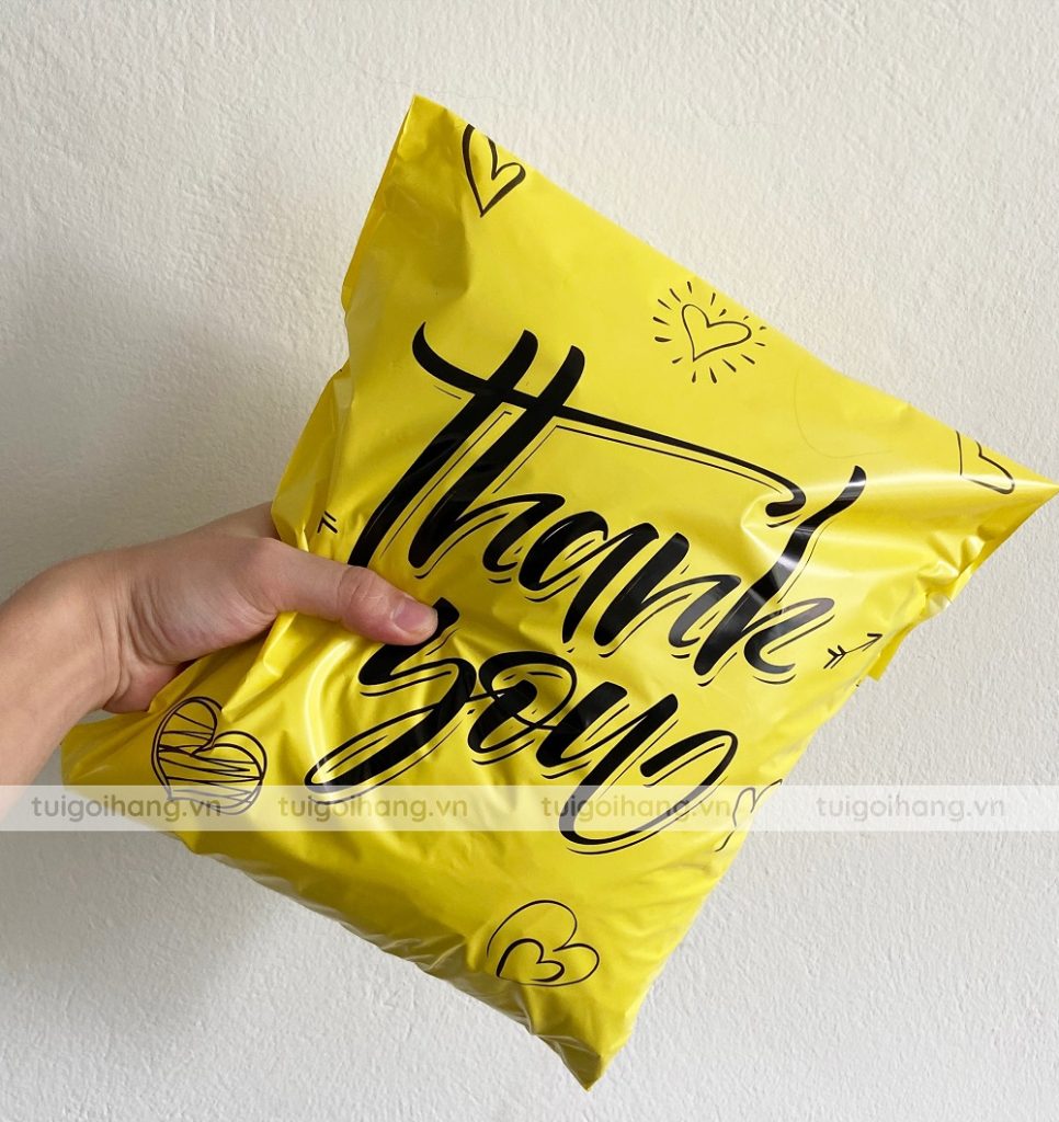túi niêm phong vàng in thank you