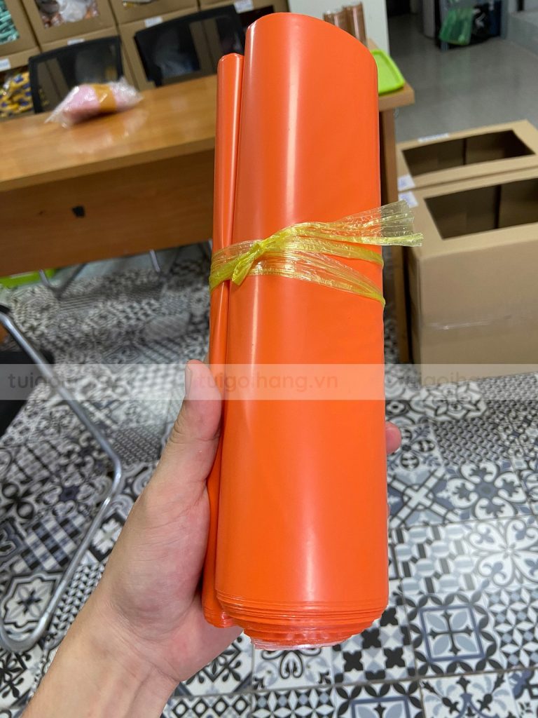 túi gói hàng cam bóng in thương hiệu