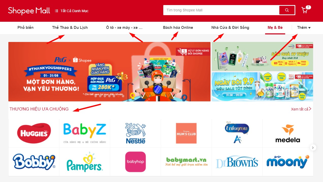 trang trí gian hàng shopee hiện đại