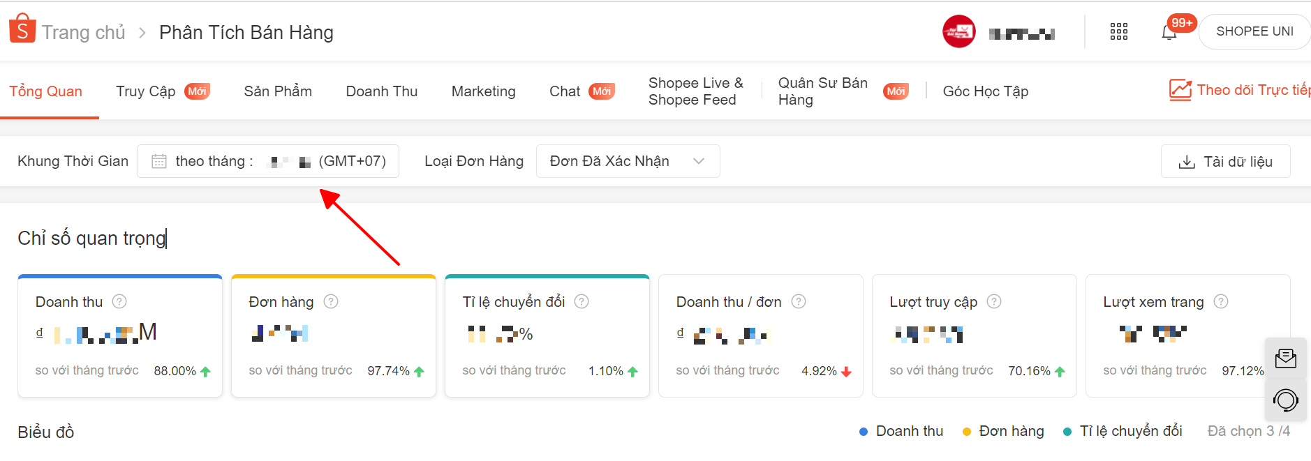 cách xem doanh thu bán hàng shopee