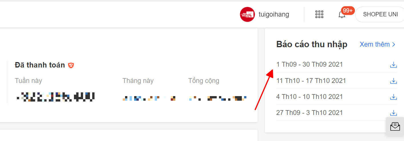 cách xuất doanh thu bán hàng shopee