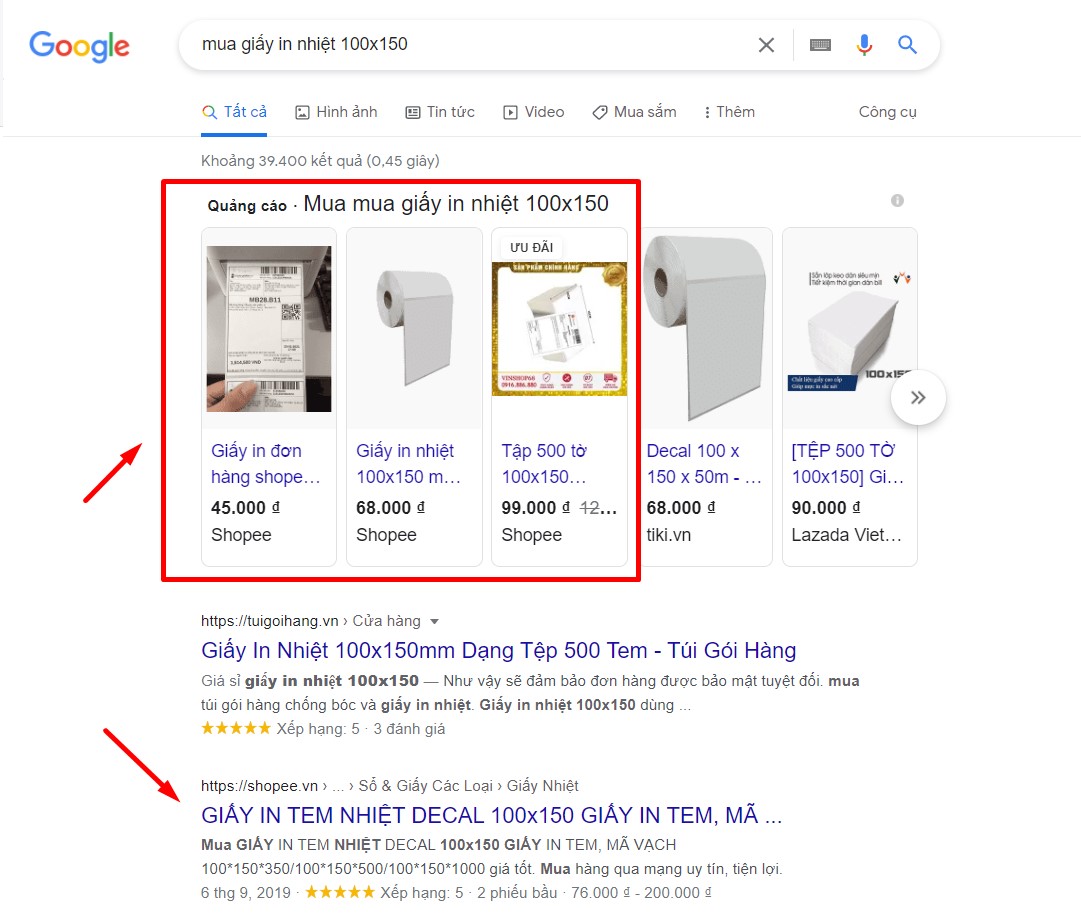 Tìm kiếm từ khóa bán hàng Shopee qua Google