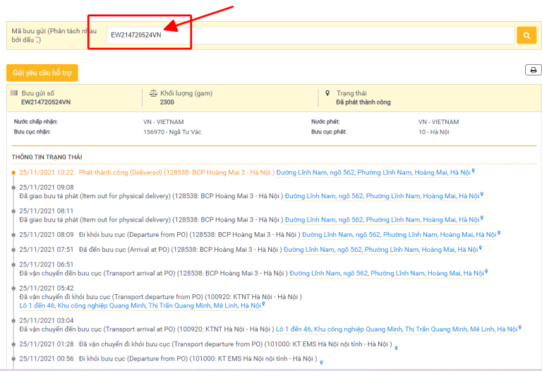Tra Vận Đơn VNpost - Tracking VNpost Việt Nam 24/7