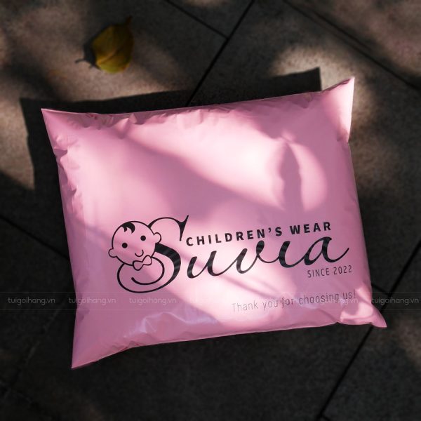mẫu in logo túi niêm phong hồng pastel