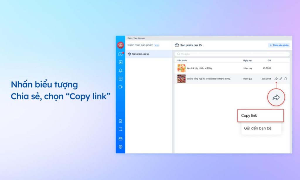 cách gửi sản phẩm trên zalo cho khách hàng