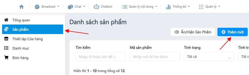 tạo sản phẩm trên zalo oa