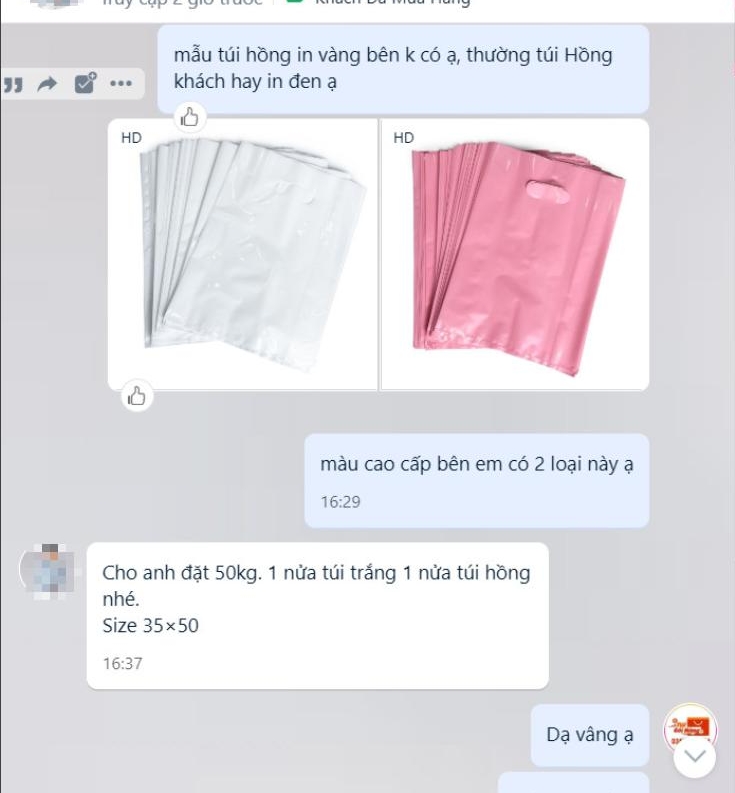 Shop Ngọc Vũ đặt in logo tùi hột xoài