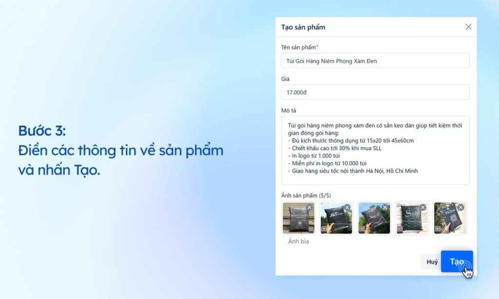 thêm sản phẩm tại zalo