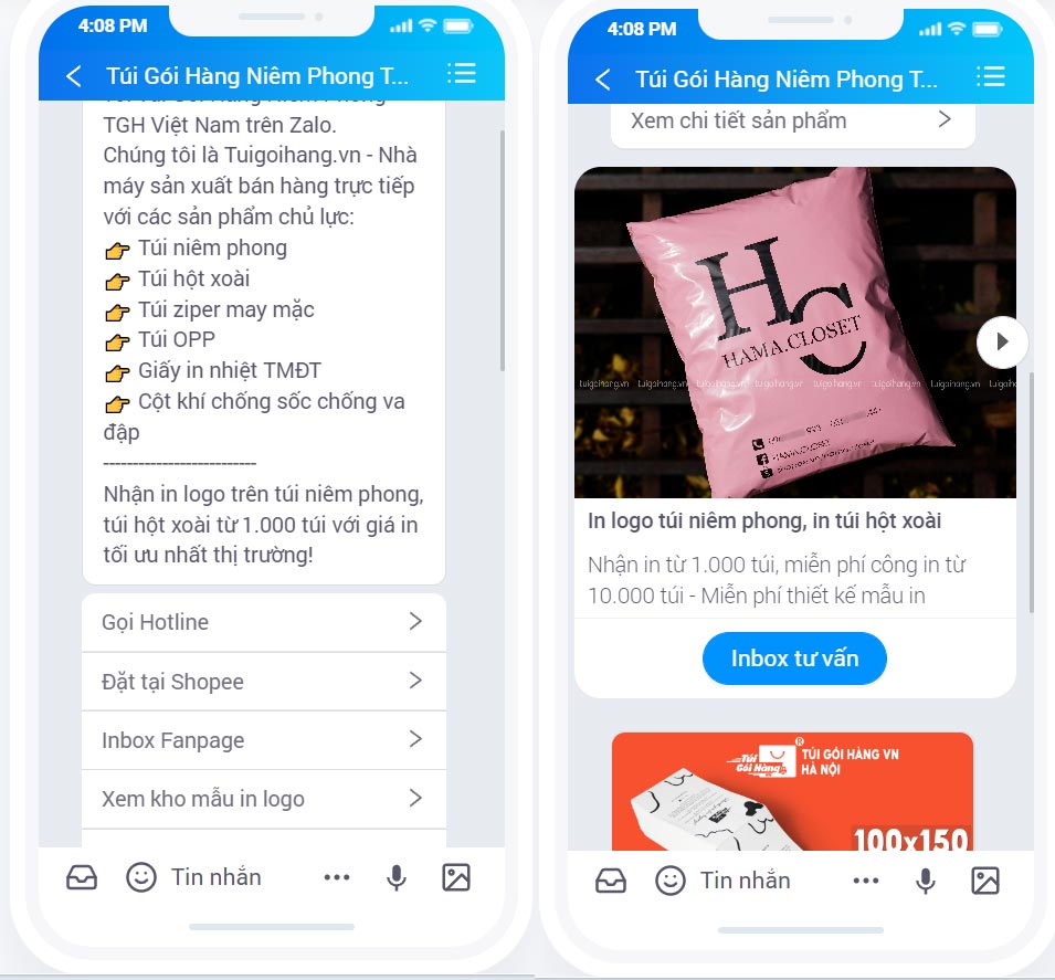 tính năng tự động nhắn tin người theo dõi zalo oa