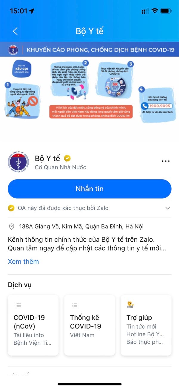 zalo oa cơ quan nhà nước 2