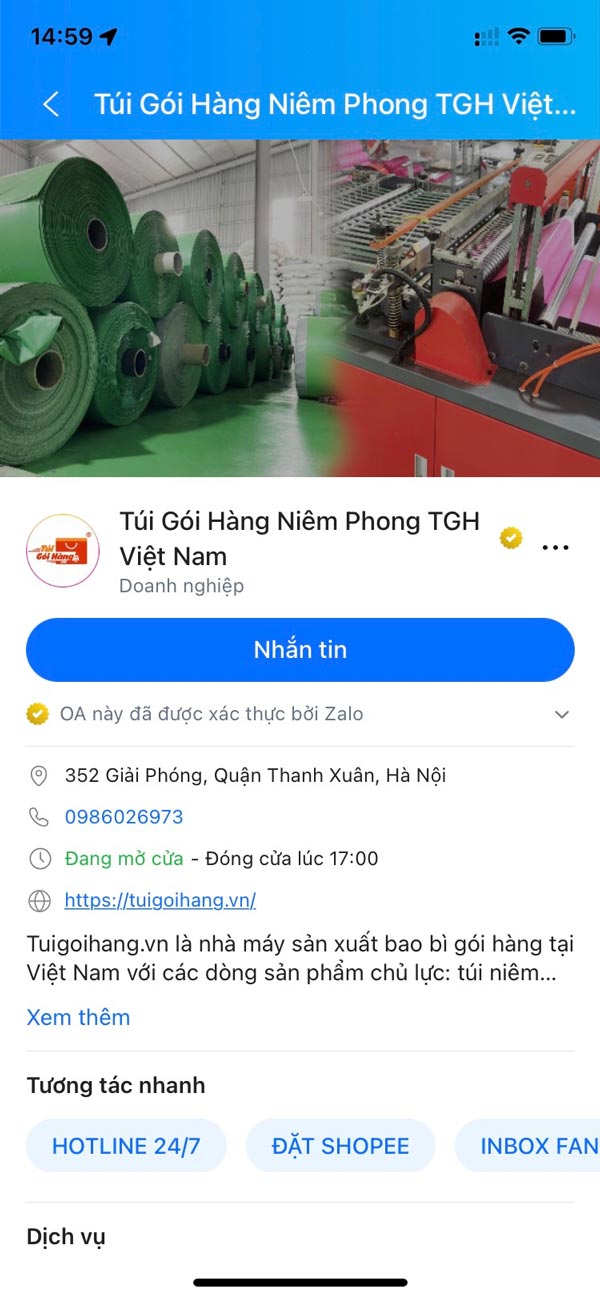 zalo oa doanh nghiệp 1