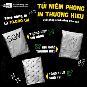Túi niêm phong bạc plus in logo – tăng nhận diện | Túi Gói Hàng VN