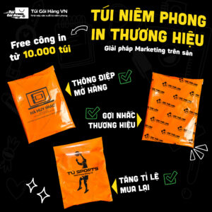Túi niêm phong cam in logo – tăng nhận diện | Túi Gói Hàng VN