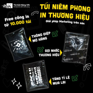 Túi niêm phong đen plus in logo – tăng nhận diện | Túi Gói Hàng VN