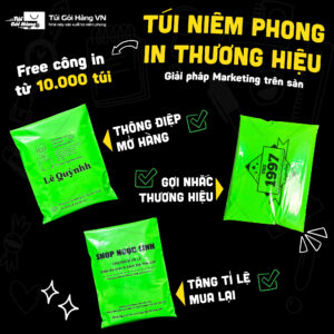 Túi niêm phong green in logo – tăng nhận diện | Túi Gói Hàng VN