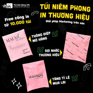 Túi niêm phong hồng pastel in logo – tăng nhận diện | Túi Gói Hàng VN
