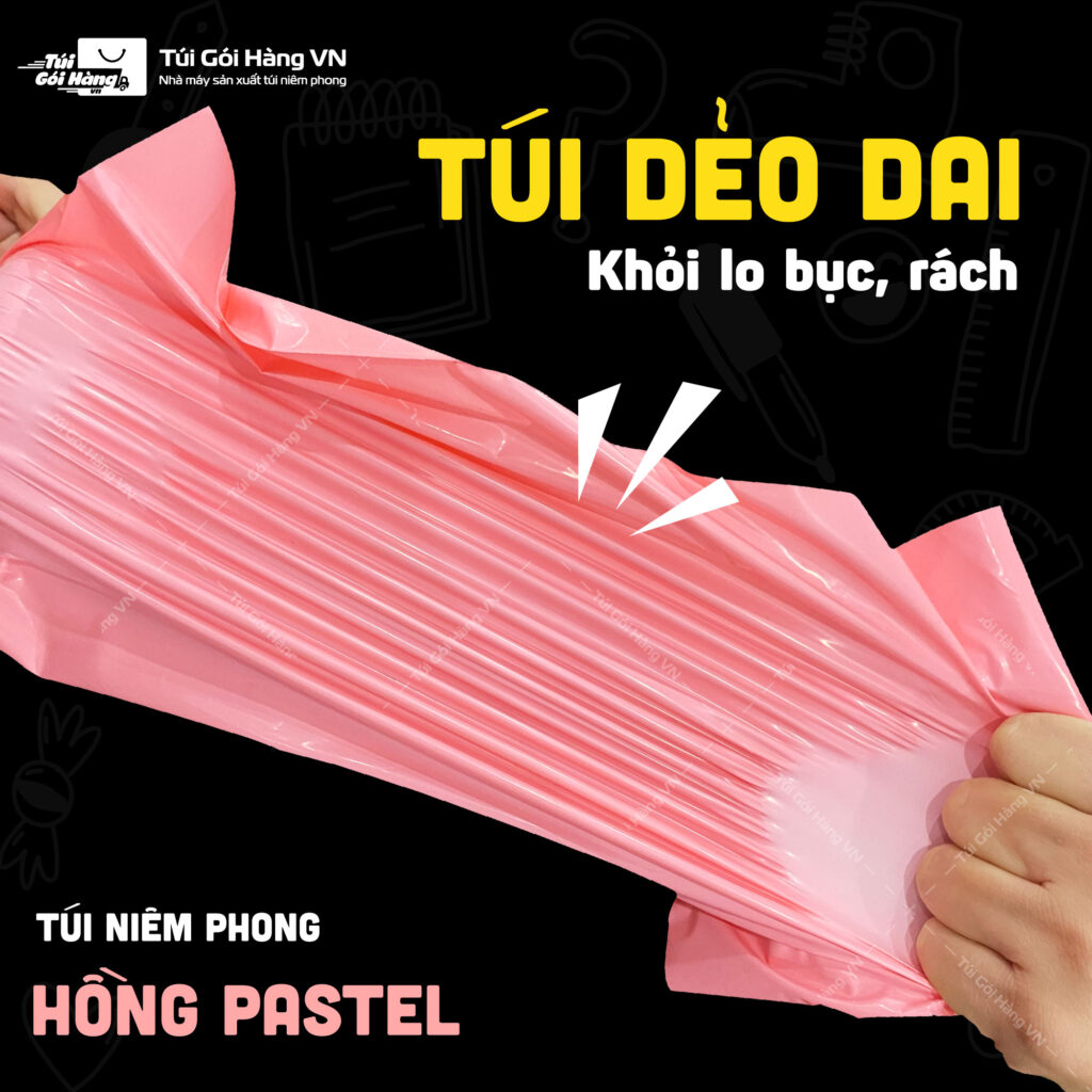 Kéo giãn túi niêm phong hồng pastel kiểm độ dẻo dai của màng | Túi Gói Hàng VN