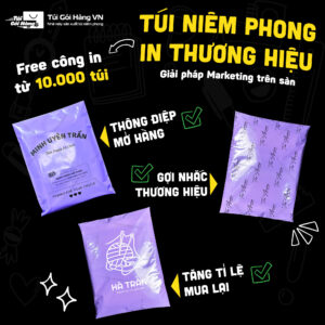 Túi niêm phong tím in logo – tăng nhận diện | Túi Gói Hàng VN