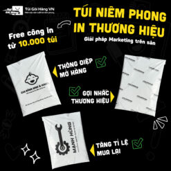 Túi niêm phong trắng bio in logo – tăng nhận diện | Túi Gói Hàng VN