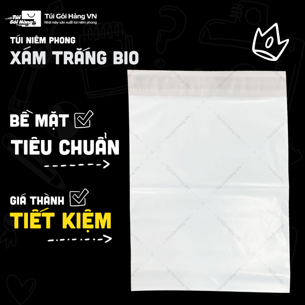 Túi niêm phong xám trắng – bề mặt lì tiêu chuẩn | Túi Gói Hàng VN