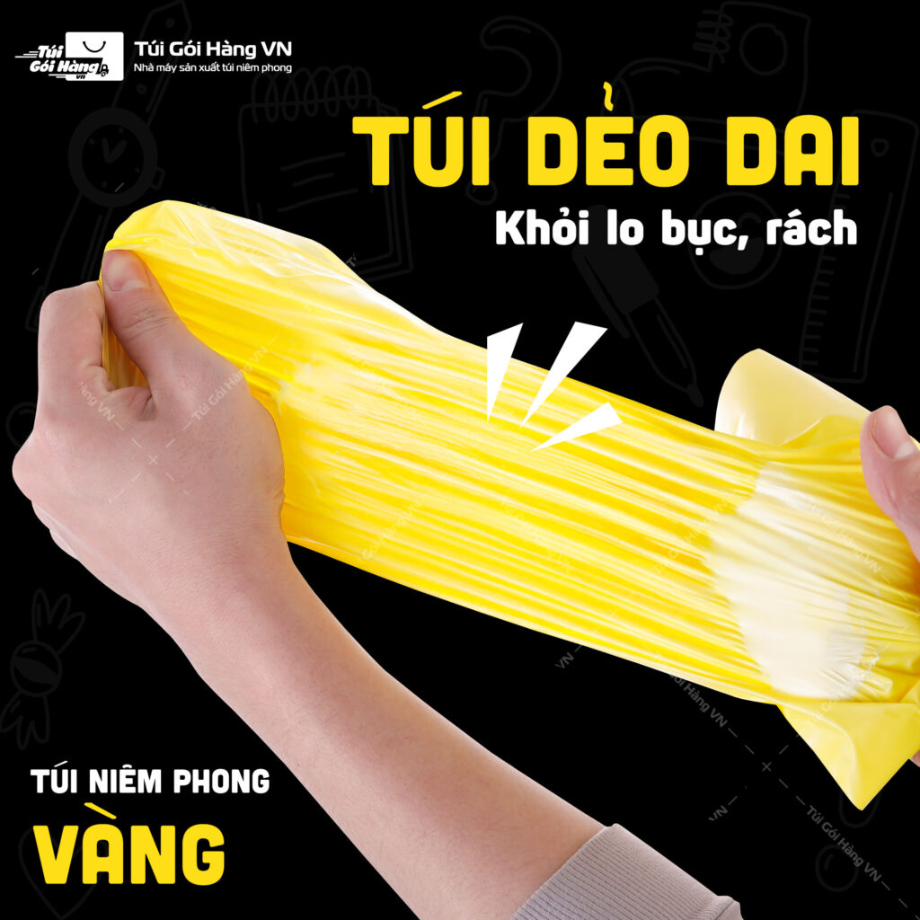 Kéo giãn túi niêm phong vàng kiểm độ dẻo dai của màng | Túi Gói Hàng VN