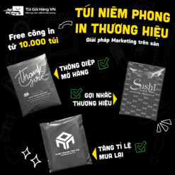 Túi niêm phong xám đen in logo – tăng nhận diện | Túi Gói Hàng VN