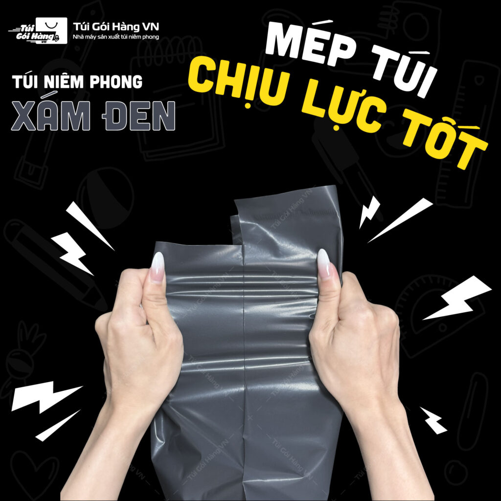 Túi niêm phong xám đen – mép túi chịu lực | Túi Gói Hàng VN