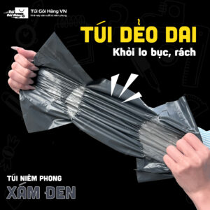 Túi niêm phong xám đen – màng túi dẻo dai | Túi Gói Hàng VN