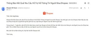 hình ảnh email shopee đồng ý mở số điện thoại người mua