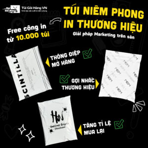 Túi niêm phong trắng plus in logo – tăng nhận diện | Túi Gói Hàng VN