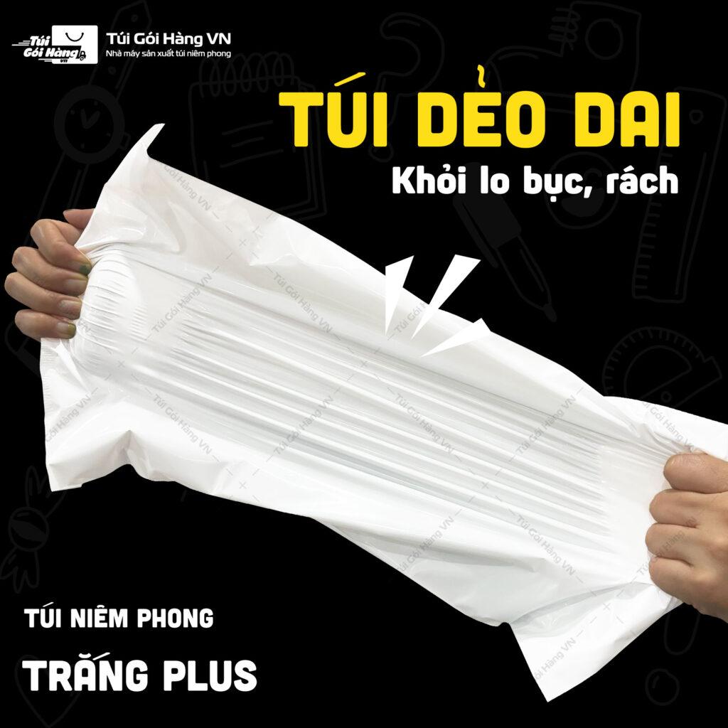 Kéo giãn túi niêm phong trắng plus kiểm độ dẻo dai của màng | Túi Gói Hàng VN