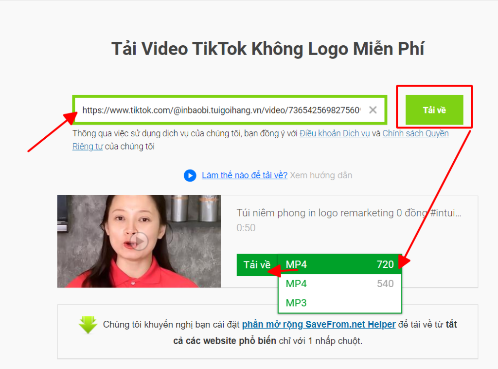 Tỉa video bán hàng bằng ứng dụng Savefrom.net
