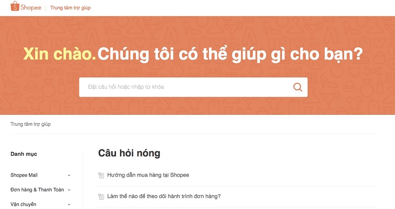 trung tâm hỗ trợ shopee