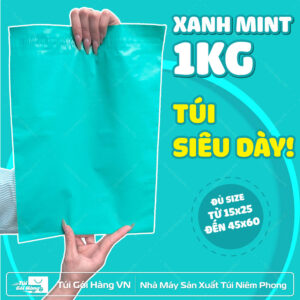 1kg túi niêm phong xanh mint dày